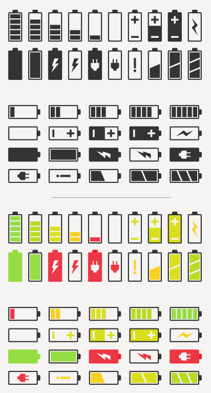 412x767 40 Battery Vector Icons
