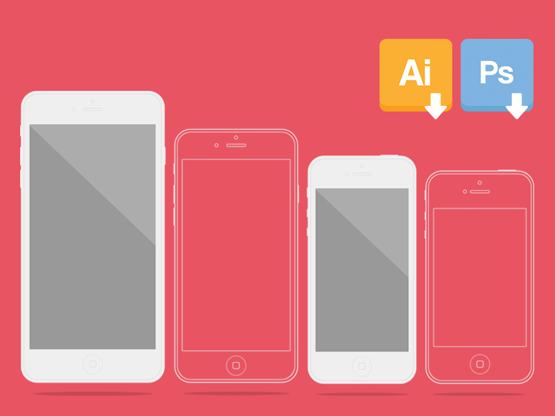 800x600 Flat Iphone Vector Mockup Set By Michal Koczor