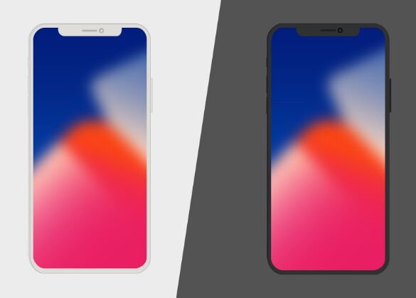 585x419 Free Flat Vector Shaped Iphone X Mockup Ai Psd