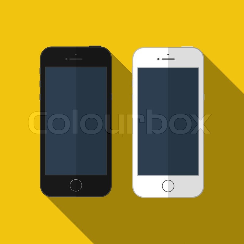 800x800 Vector Smartphone Similar To Iphone, Mockup With Long Shadow And