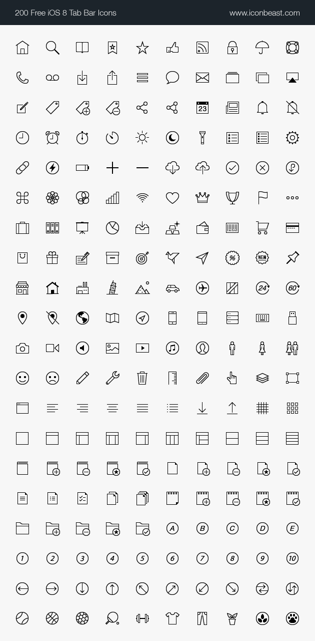 630x1280 Iconbeast Lite 500 Free Ios Tab Bar Icons For Iphone And Ipad
