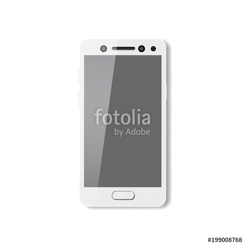 500x500 White Smartphone With Pure Screen. Phone Mobile, Vector