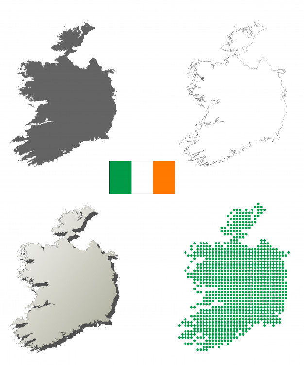 626x751 Ireland Vector Outline Map Set Vector Premium Download