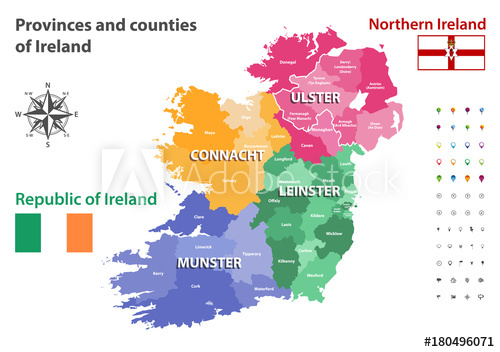 500x352 Provinces And Counties Of Ireland Vector Map