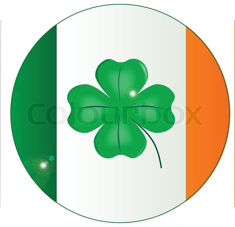 800x774 Irish Flag With Lucky Shamrock Button Stock Vector Colourbox