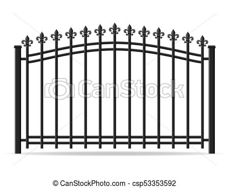 450x369 Iron Forged Fence Vector Illustration Isolated On White Background.