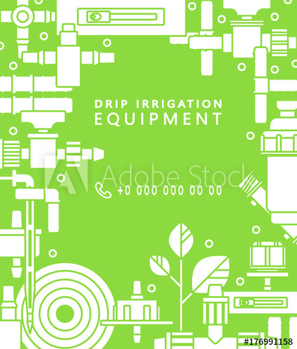425x500 Icons Of Drip Irrigation. Vector Background And Place For Text