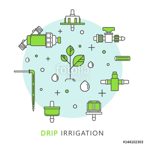 500x500 Isolated Vector Icons For Drip Irrigation. Stock Image And