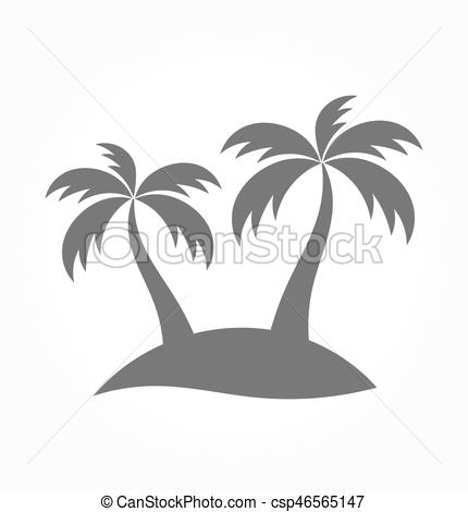 430x470 Palm Trees On Island. Vector Illustration.