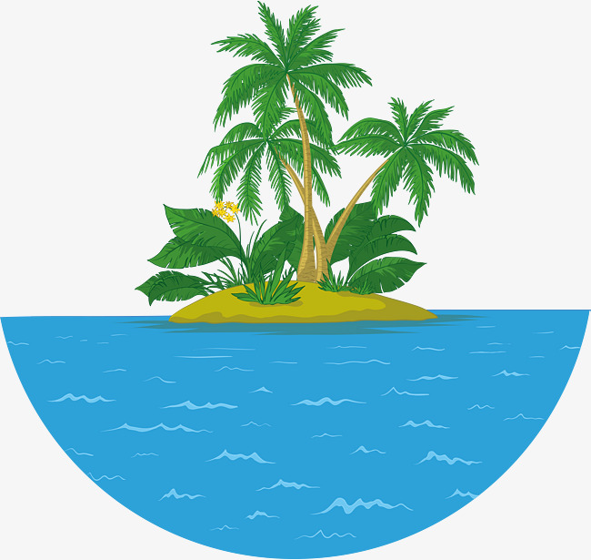 650x615 Summer Coconut Tree Island Vector, Summer Vector, Coconut Vector