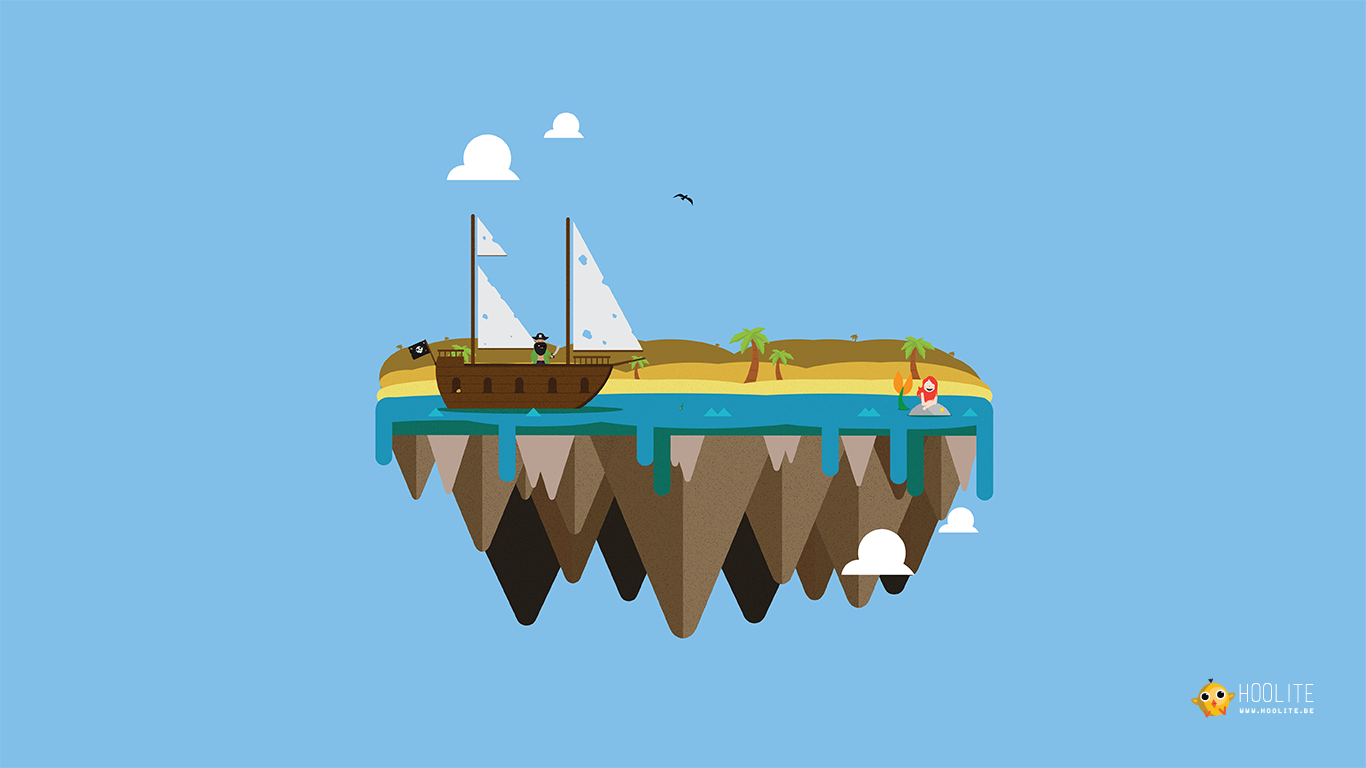 1366x768 Free Wallpaper Vector Island Pirate And Mermaid