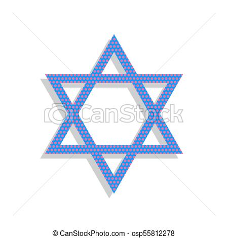 450x470 Shield Magen David Star. Symbol Of Israel. Vector. Neon Blue Icon