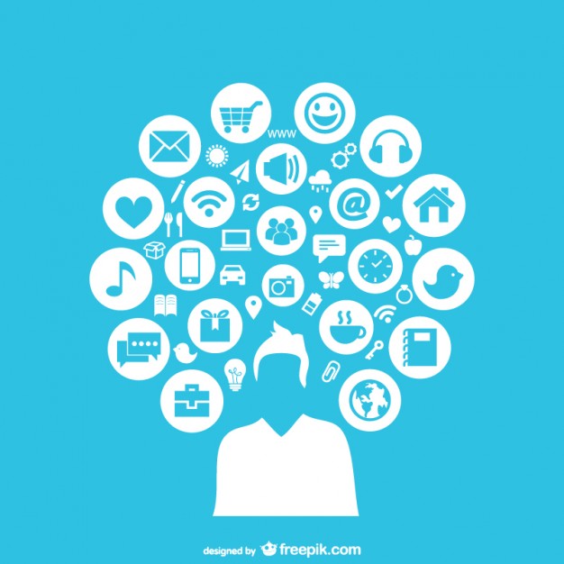 626x626 Man Silhouette Surrounded By Web Icons Vector Free Download