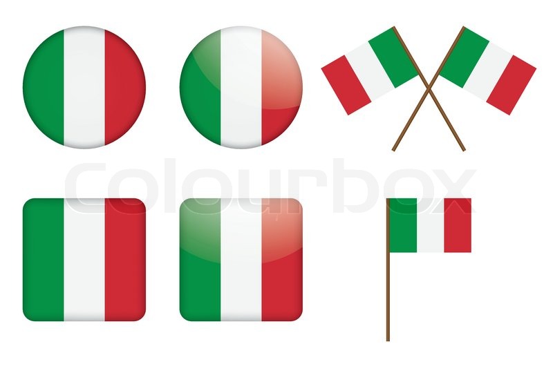 800x540 Set Of Badges With Italian Flag Vector Illustration Stock Vector