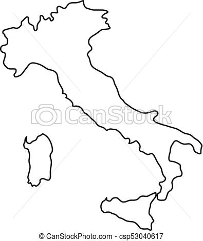 395x470 Italy Map Of Black Contour Curves Of Vector Illustration.