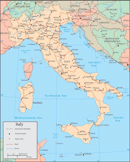442x550 Italy Vector Map