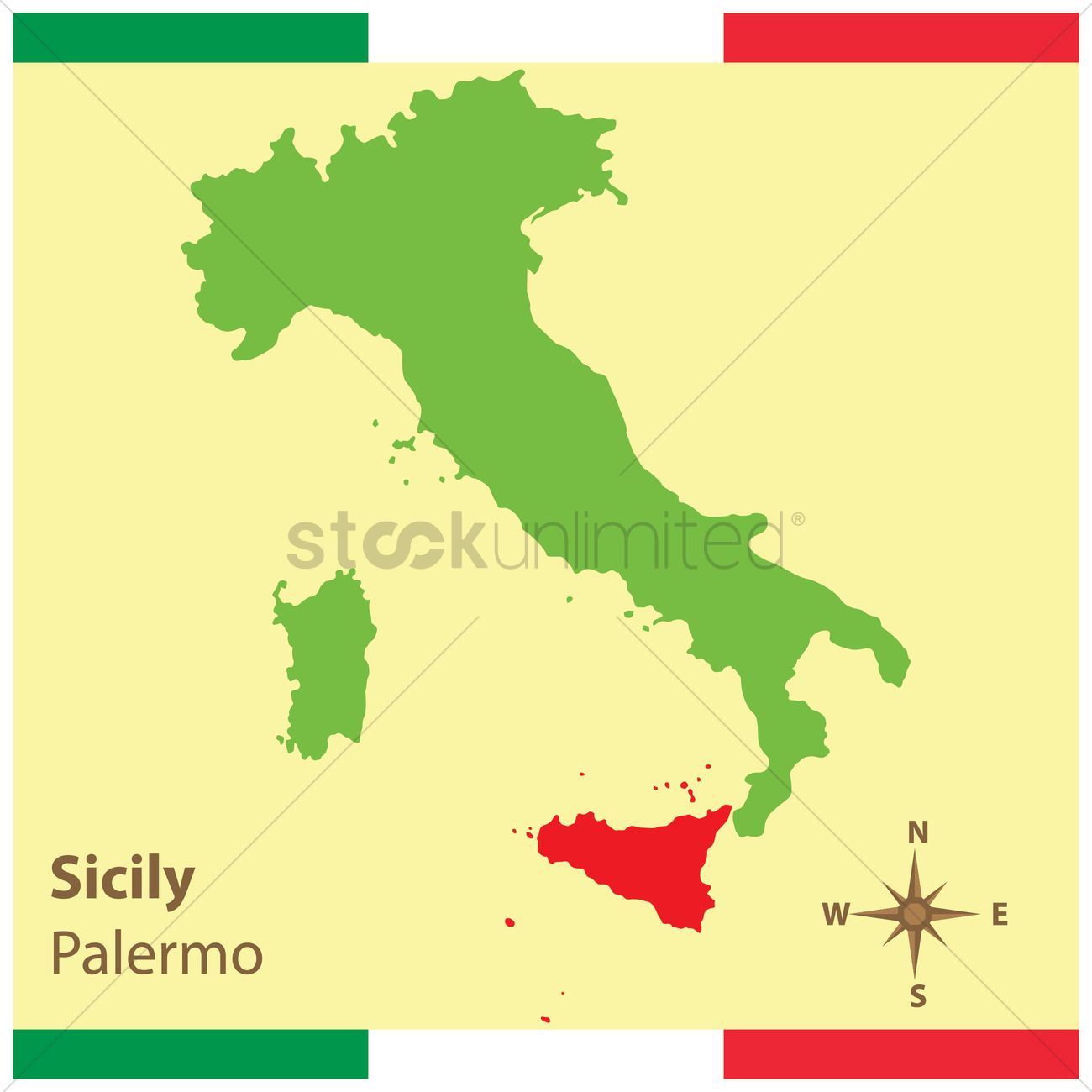 1300x1300 Sicily On Italy Map Vector Image
