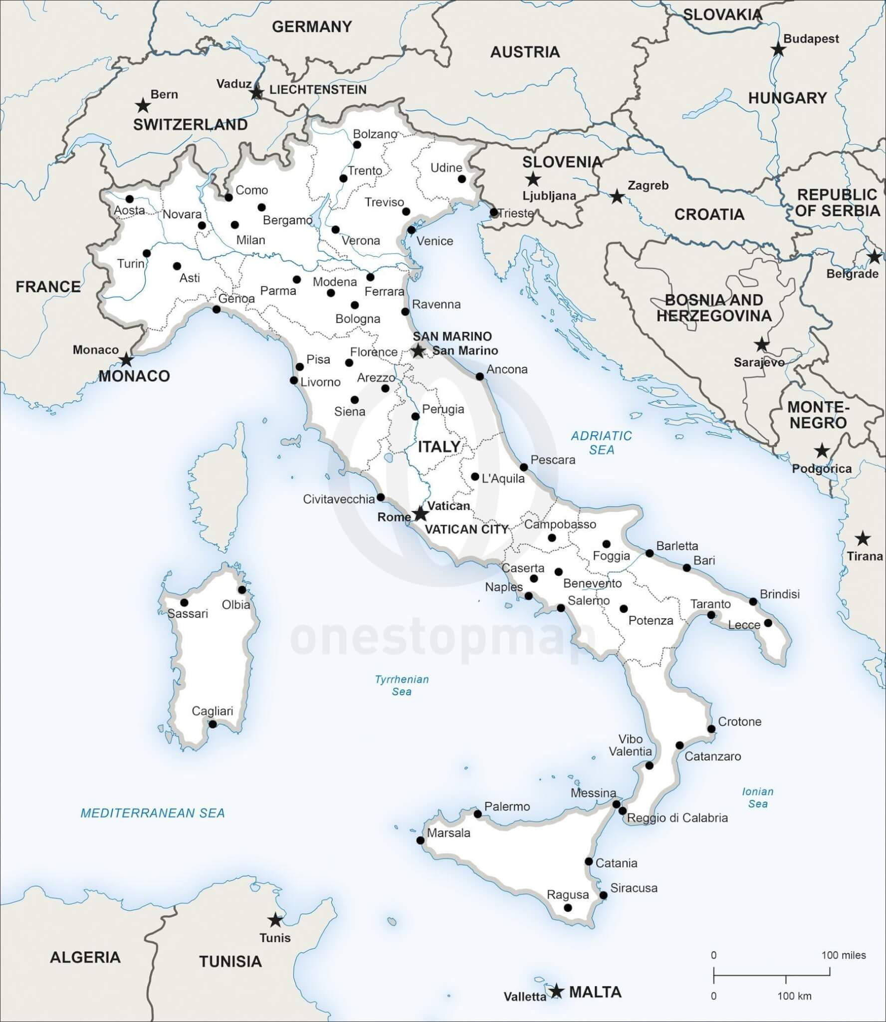 1776x2048 Vector Map Of Italy Political One Stop Map