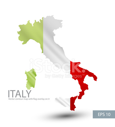 399x439 Italy Vector Contour Map With Italy Flag Stock Vector