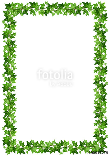 354x500 Vector Background Frame With Green Ivy Leaves On A White