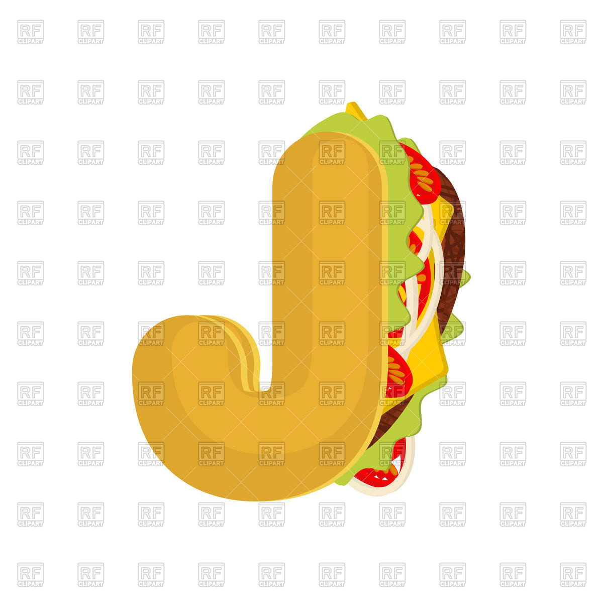 1200x1200 Letter J Fast Food Font Vector Image Vector Artwork Of Fonts
