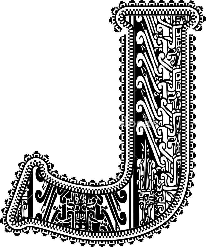 836x1000 Ancient Letter J. Vector Illustration Royalty Free Stock Image