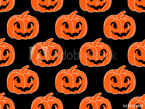 500x375 Halloween Pattern Seamless With Pumpkins. Festive Endless
