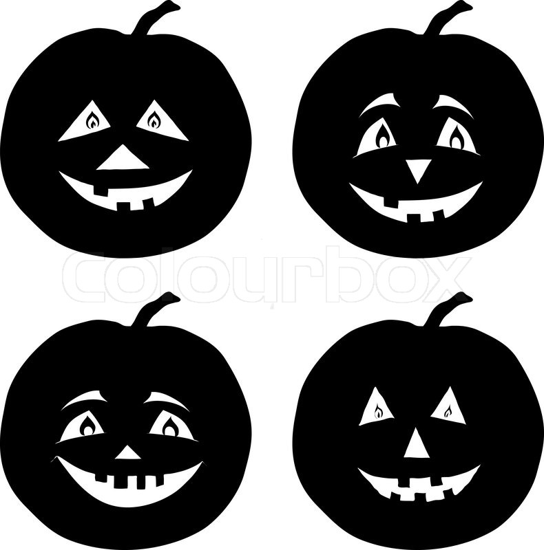 790x800 Pumpkins Jack O Lantern, Silhouettes Stock Vector Colourbox