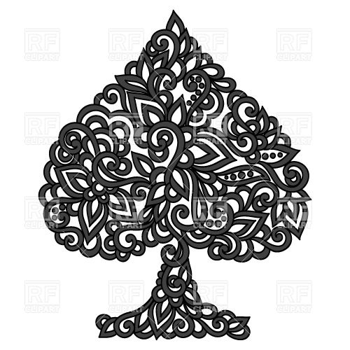 500x500 Black Card Suit Made Of Floral Ornament