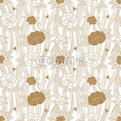 400x400 Peony Japanese Pattern Seamless Vector. Oriental Floral Background