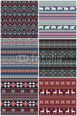 268x400 Vector Nordic Jacquard Knitted Seamless Pattern Collection Buy