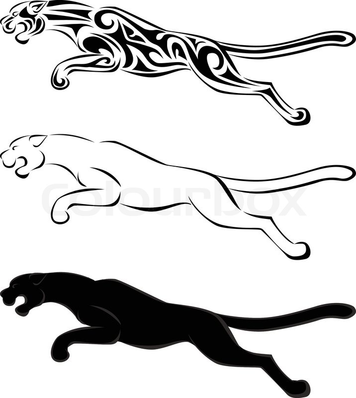 716x800 Jaguar Silhouette Tattoo Stock Vector Colourbox