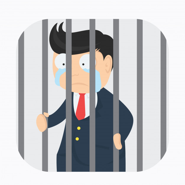 626x626 Businessman Character In The Jail Cartoon Vector Design Vector