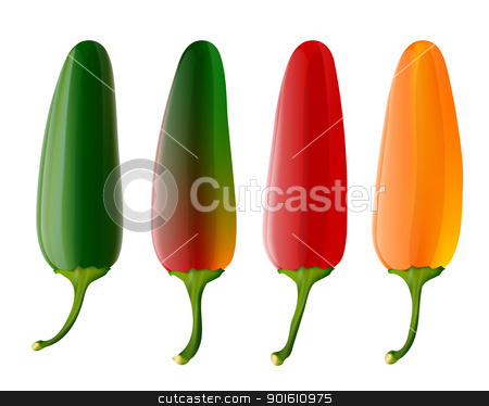 450x374 Set Of 4 Jalapeno Peppers Stock Vector