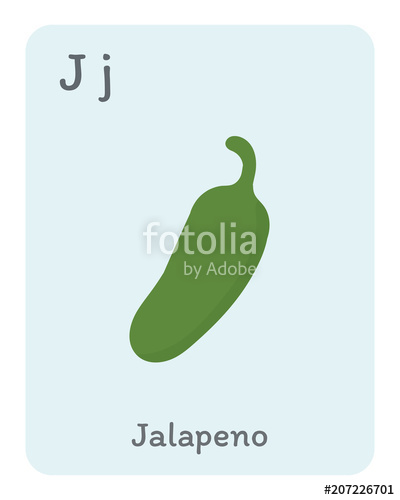 400x500 Vegetable And Fruit English Alphabet. J Letter. Jalapeno Vector