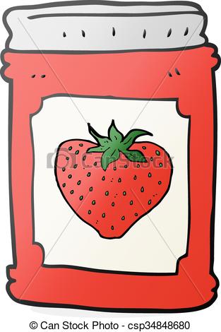 313x470 Freehand Drawn Cartoon Strawberry Jam Jar.