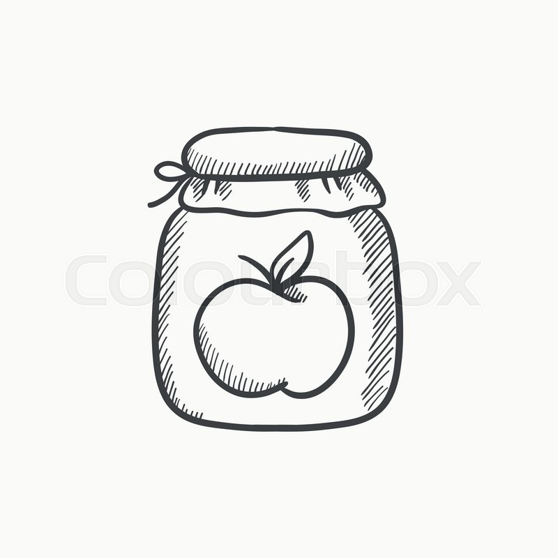 800x800 Apple Jam Jar Vector Sketch Icon Isolated On Background. Hand