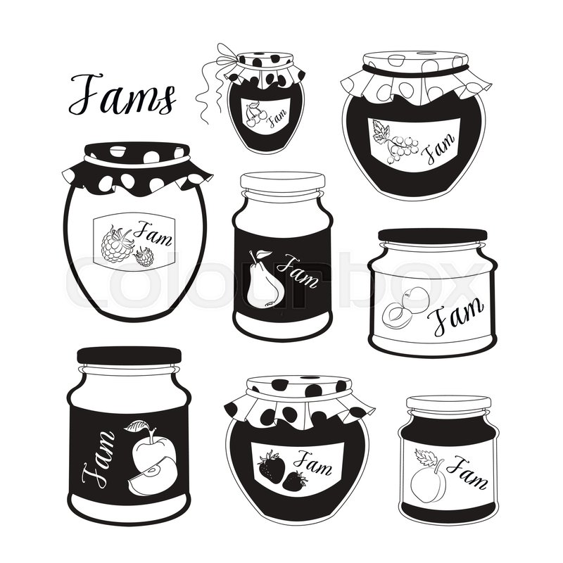 800x800 Collection Of Fruit Jam Jars Isolated On White Background Stock