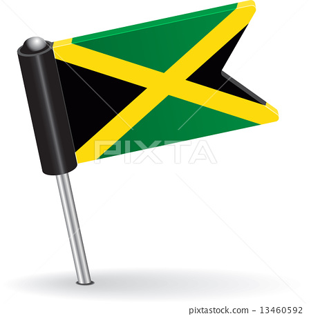 450x458 Jamaica Pin Icon Flag. Vector Illustration