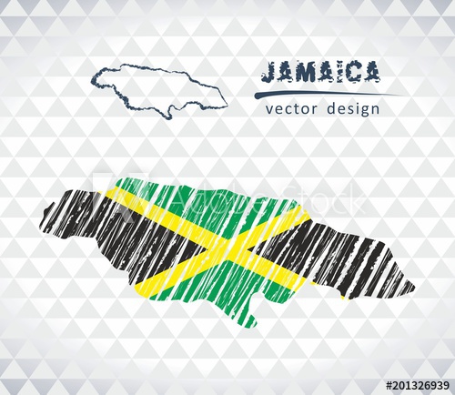 500x434 Jamaica Vector Map With Flag Inside Isolated On A White Background