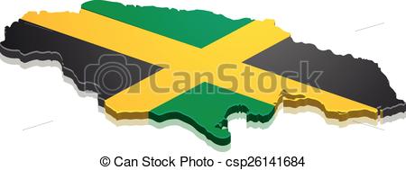 450x189 Map Jamaica. Detailed Illustration Of A Map Of Jamacai With Flag