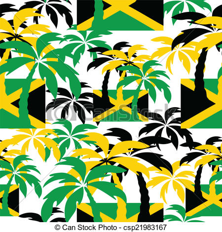 450x470 Palm Trees In Jamaica Colors. Seamless Background. Palm Trees In