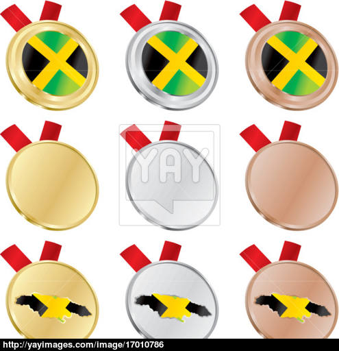 495x512 Jamaica Vector Flag In Medal Shapes Vector