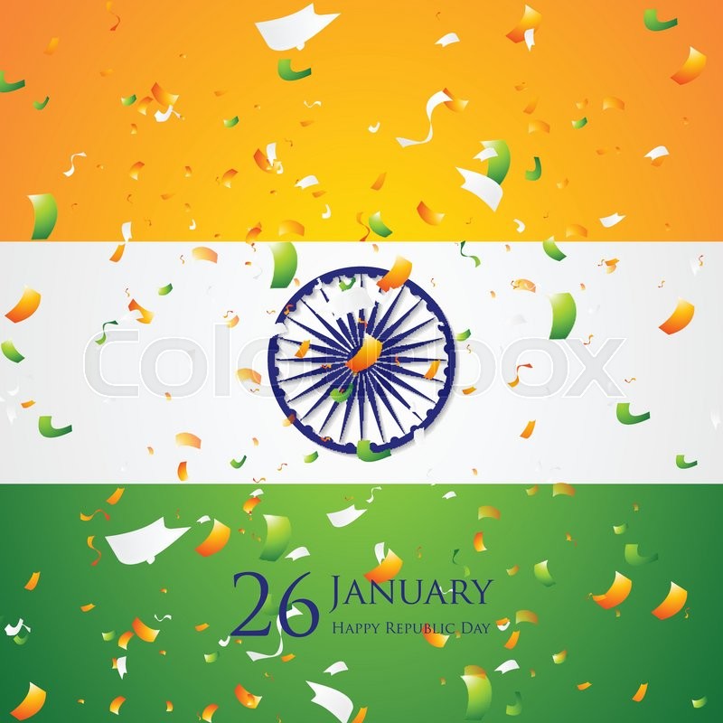 800x800 Bright Confetti On Indian Flag Background. Republic Day 26 January