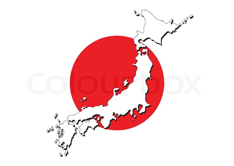 800x566 Japan Flag On Map Of Country Vector Images Stock Vector Colourbox
