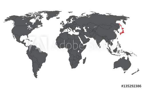 500x313 Japan Red On Gray World Map Vector