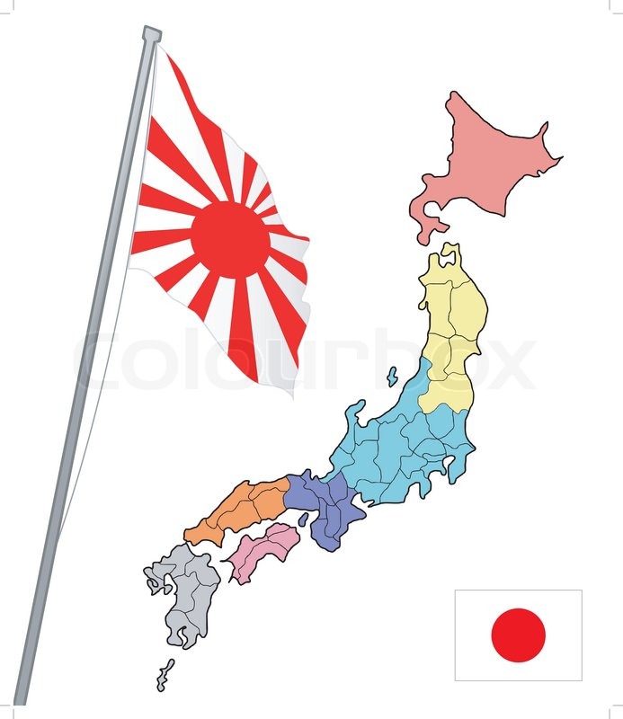 693x800 Japanese Flag Japan Map Vector Stock Vector Colourbox