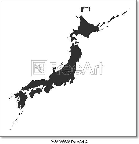 561x581 Free Art Print Of Japan Map, Vector High Detailed Illustration