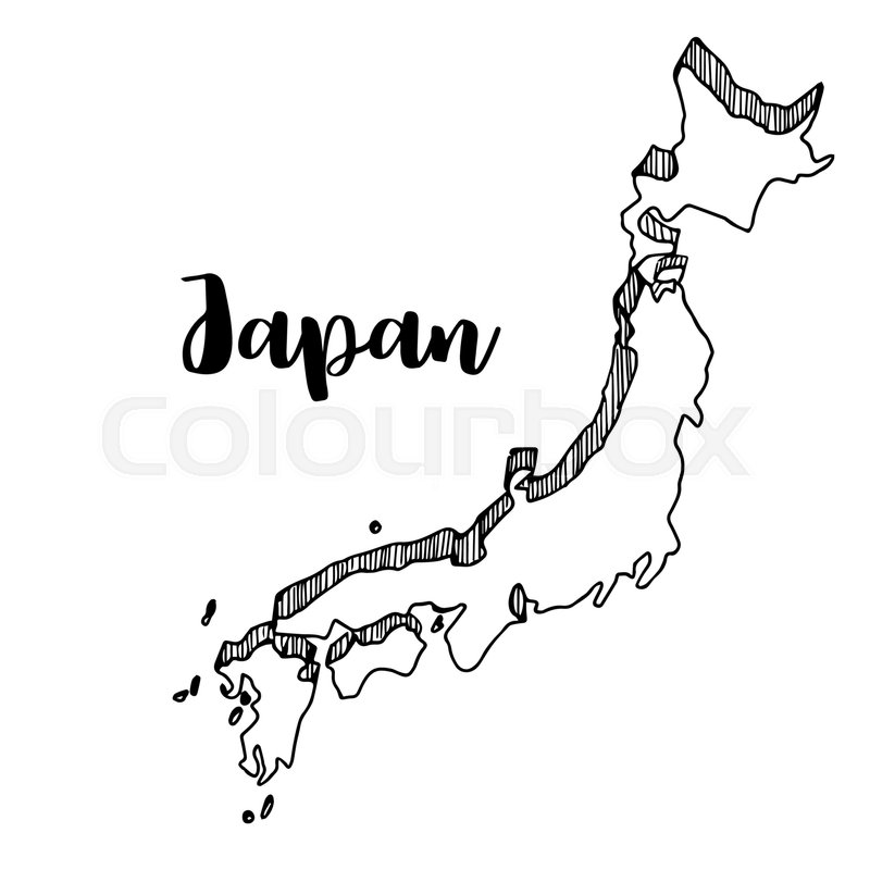 800x800 Hand Drawn Of Japan Map, Vector Illustration Stock Vector