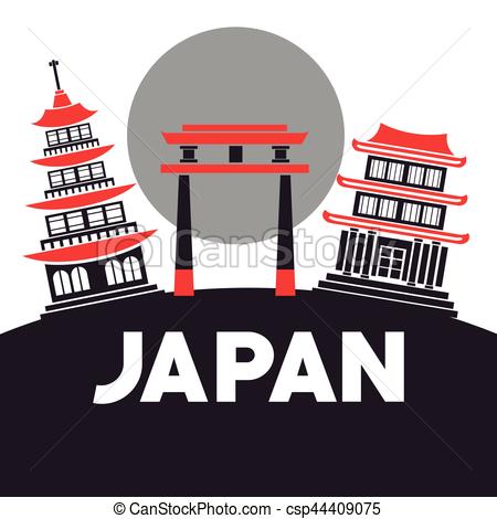 450x470 Traditional Building Gate Japan Vector Illustration Eps 10.